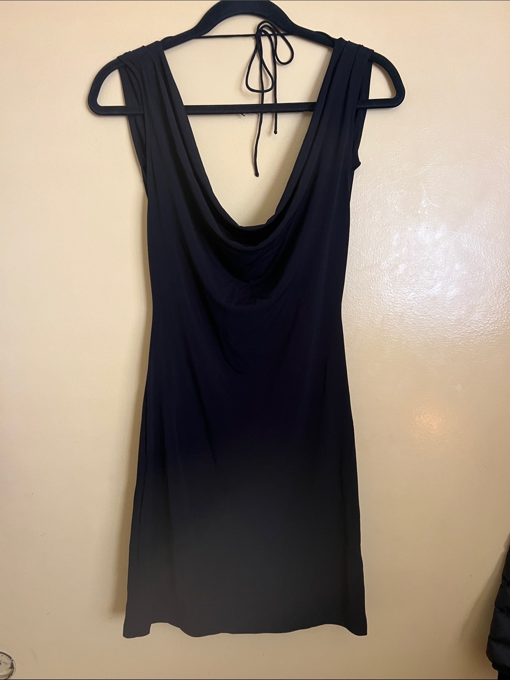Spense Black Backless Cowl Neck Dress
